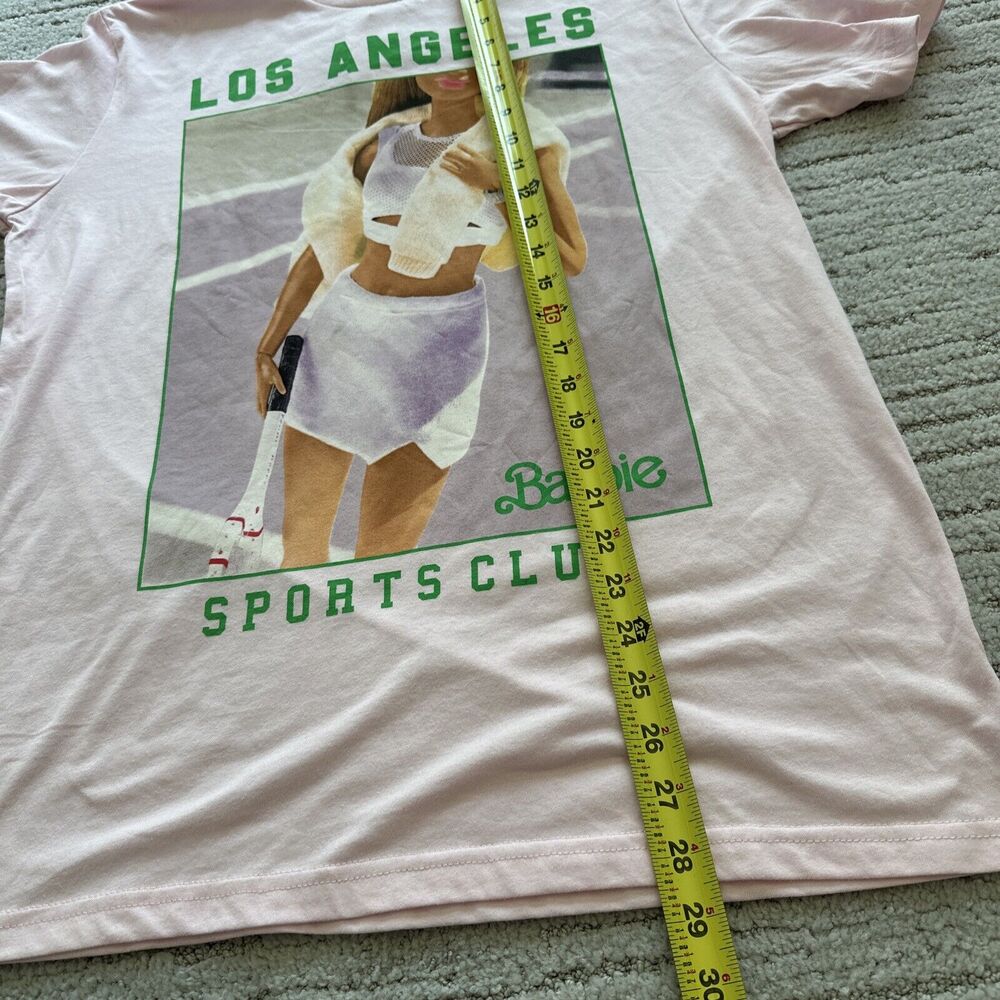 Barbie Los Angeles Sports Club Pink Womens Top‎ Shirt Oversized Size Medium - Picture 5 of 8